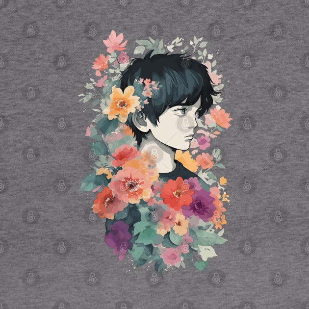 Watercolor Floral Boy by ElMass